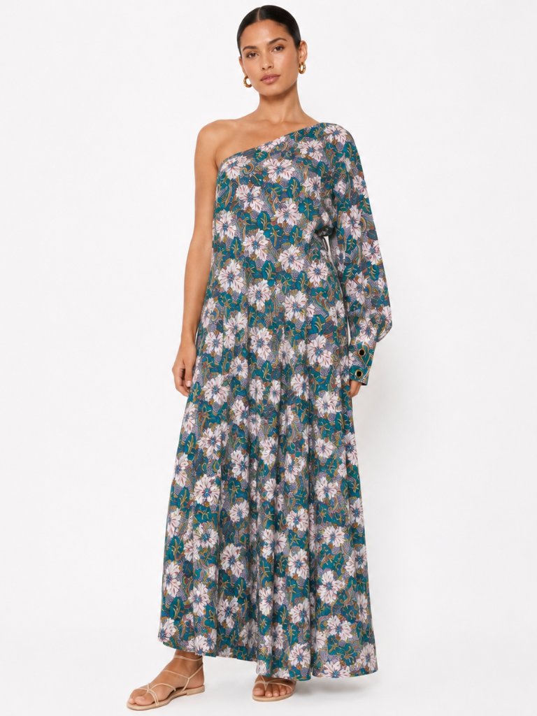 Nackiy Great Escape Floral One-Shoulder Maxi Dress Size 36 (4 Us) Resort Boho